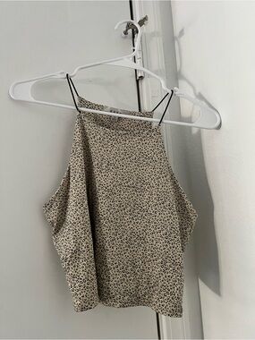 gaze Beige and Black Leopard Print Top